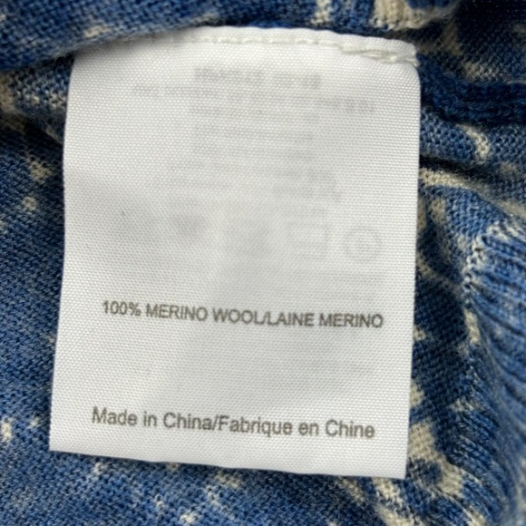 Tory Burch 100% Wool Cardigan Sweater Womens XS Blue Geometric Old Money Classic - Picture 10 of 16